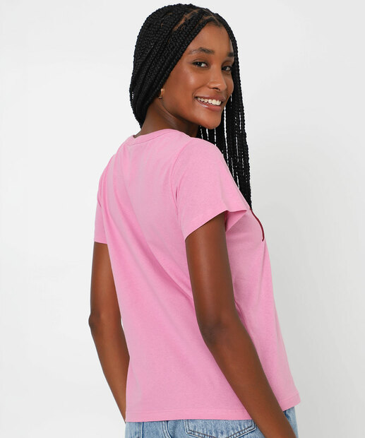 Camiseta Feminina Estampa Cereja Manga Curta Marisa Rosa