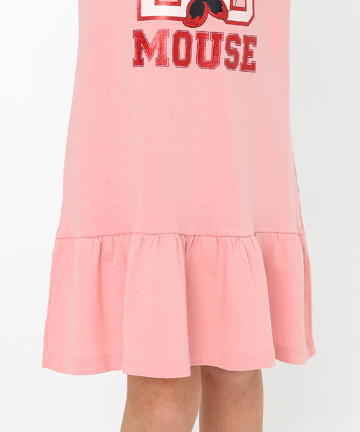 Vestido Infantil Minnie Babado Disney Tam 4 a 10 Rosa