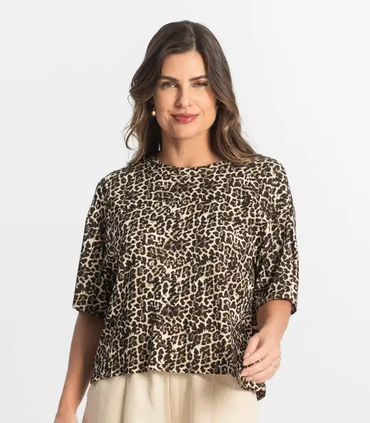 Blusa Feminina Manga Curta Select Bege