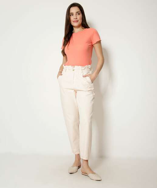 Calça Clochard Feminina Sarja Ecxo Jeans 