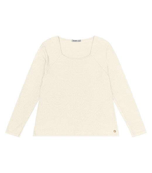 Blusa Plus Size Em Ribana Canelada  Secret Glam Bege