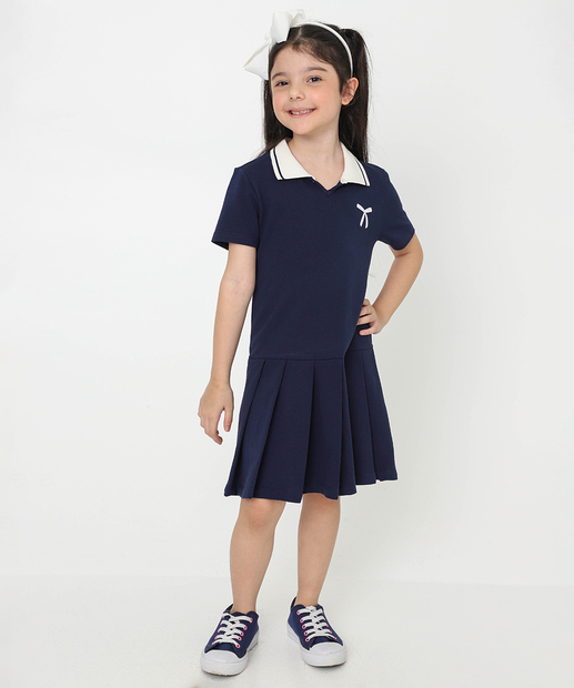 Image_Vestido Infantil Polo Laço Marisa Tam 4 a 10 Azul