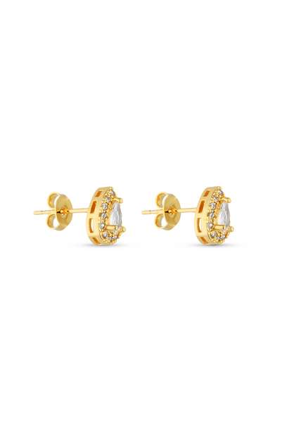 Dupla de Brincos Semijoia Gota Cristal com Zircônias  Banhadas a ouro 18k