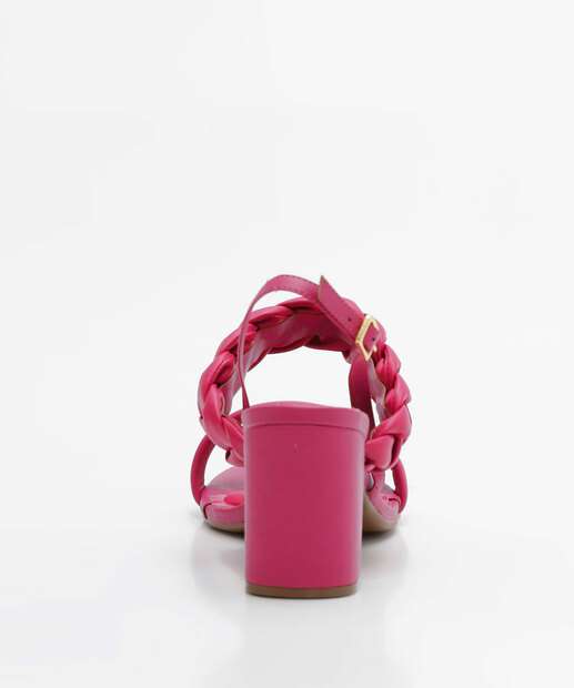 Sandália Salto Grosso Feminina Trançada Bebecê