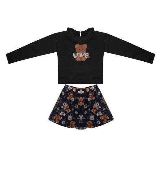 Conjunto Infantil Blusão Com Saia Trick Nick Preto