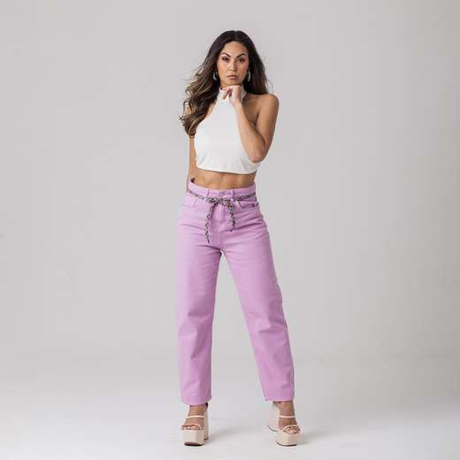 Image_Calça Lilás Feminina Dad Sarja Zune