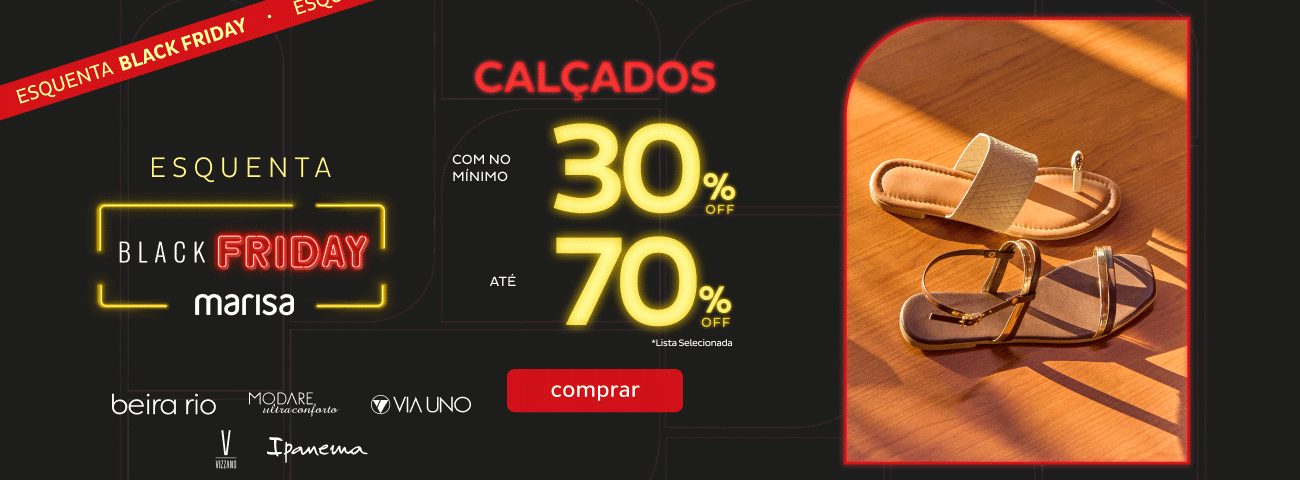 ESQUENTA CALÇADOS com no mínimo 30% OFF até 70% OFF
