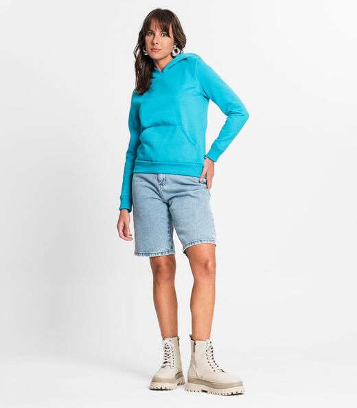 Blusão Com Capuz Feminino Rovitex Azul