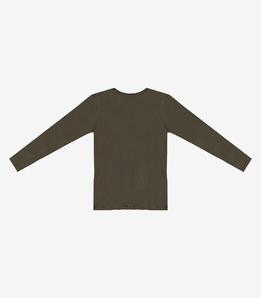 Blusa Manga Longa Decote V Básica Select Verde