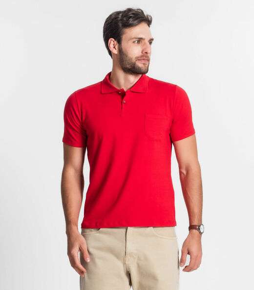 Image_Polo Masculina Com Bolso Cotton Leve Diametro Vermelho