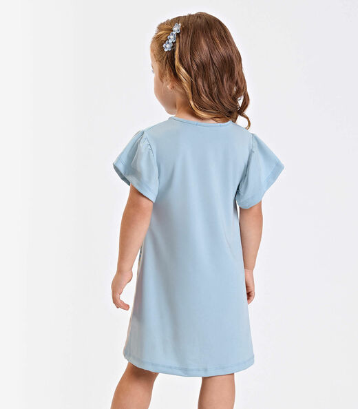 Vestido Verão Menina Midi Com Estampa Trick Nick Azul
