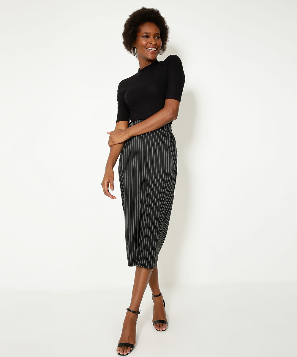Saia Midi Feminina Risca de Giz Marisa | Marisa