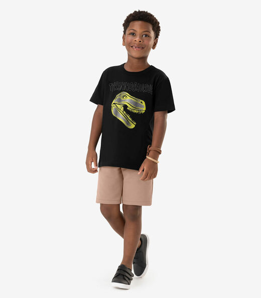 Conjunto Infantil Camiseta Com Bermuda Rovi Kids Preto