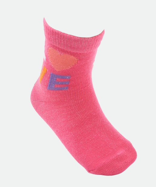Kit 3 Meias Infantil Estampa Coração Marisa Rosa