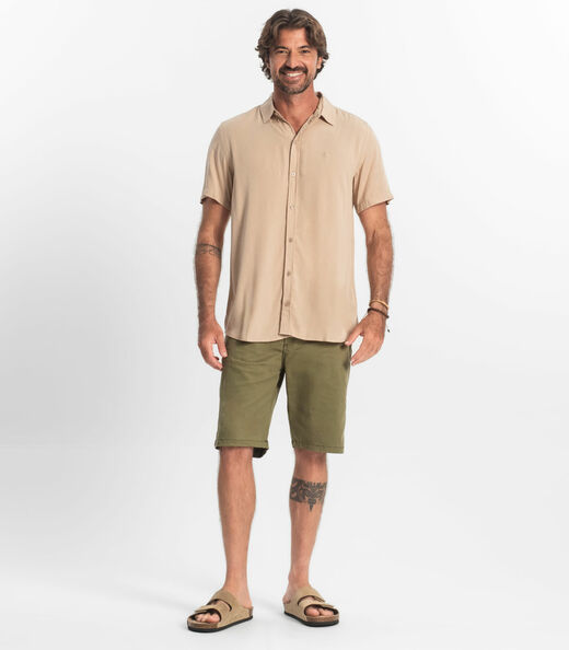 Camisa Masculina Viscolinho Diametro Marrom