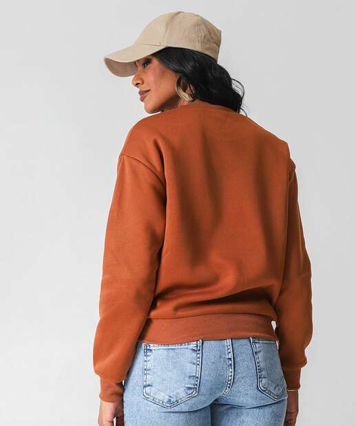 Blusão Feminino Moletom Flanelado Marisa Marrom