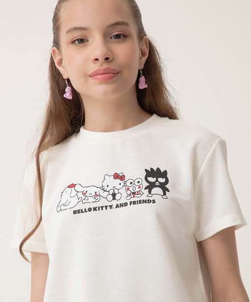 Blusa Juvenil Moletom Hello Kitty Sanrio Tam 10 a 16 Off White