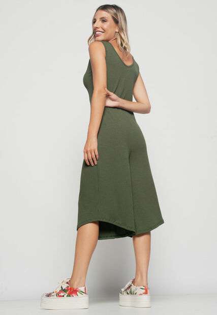 Macacão Regata  Pantacourt Canelado Verde