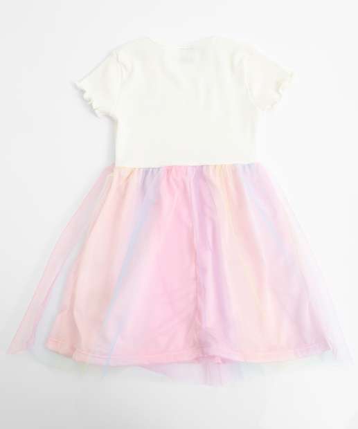 Vestido Infantil Tule Babado Marie Tam 1 a 3 Rosa