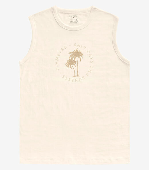 Regata Plus Masculina Malha Maquinetada Diametro Bege