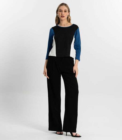 Blusa Manga 7/8 Rovitex Azul