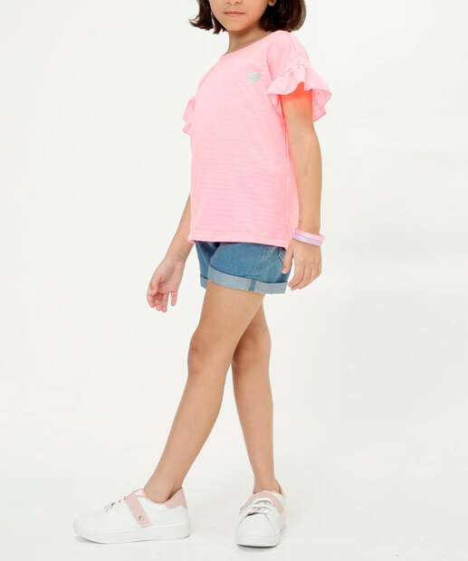 Blusa Infantil Manga Curta Textura Marisa Tam 4 a 10 