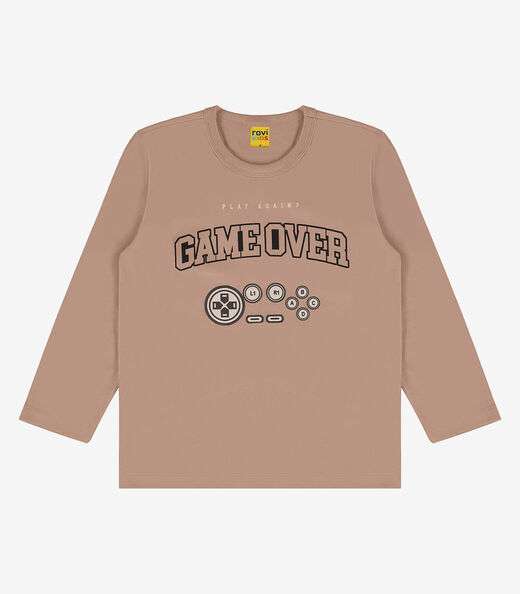 Camiseta Infantil Manga Longa Rovi Kids Marrom