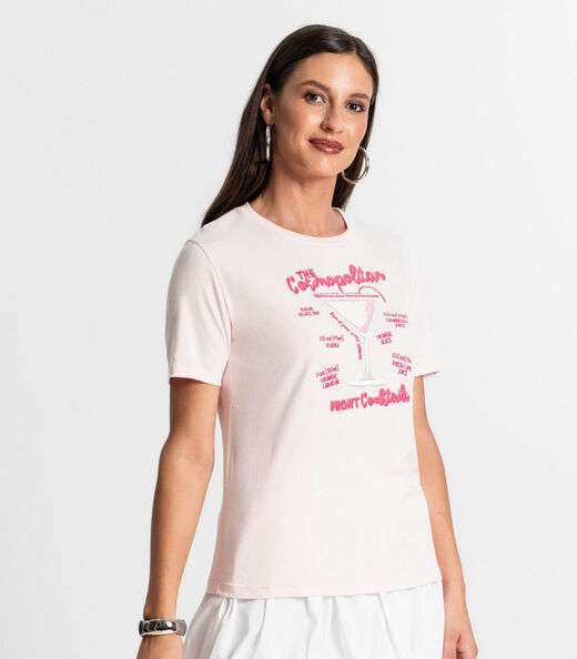 Camiseta Feminina Em Meia Malha Rovitex Rosa