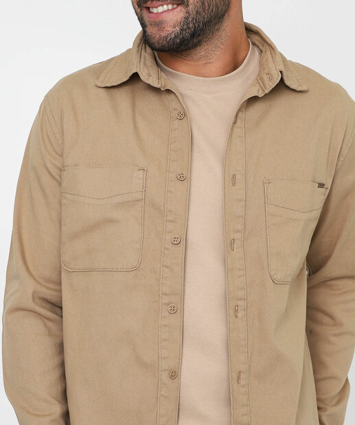 Camisa Masculina Manga Longa Marisa Bege
