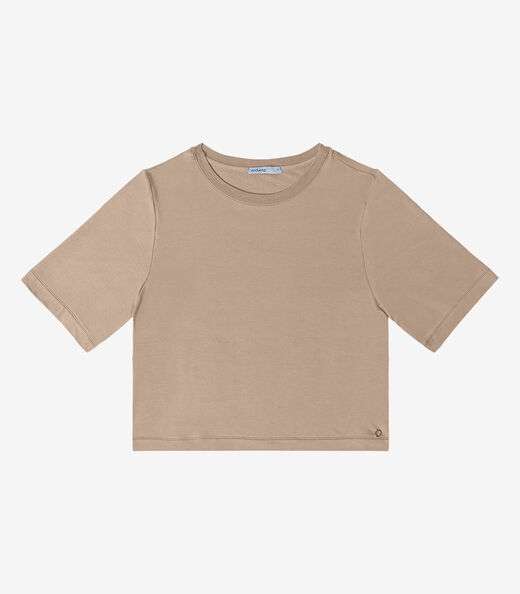 Blusa Feminina Manga Curta em Molecotton Endless Marrom