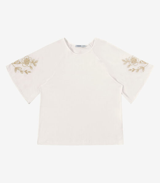 Blusa Feminina Com Bordado E Manga Raglan Endless Bege
