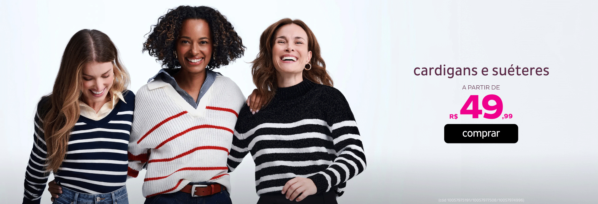 Cardigans e Suéteres  a partir de R$49,99