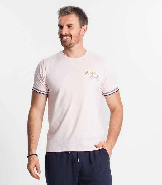 Camiseta De Cotton Leve Maculina Diametro Rosa