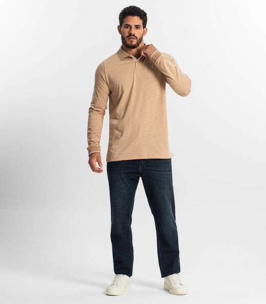 Polo Masculina  Manga Longa Diametro Marrom