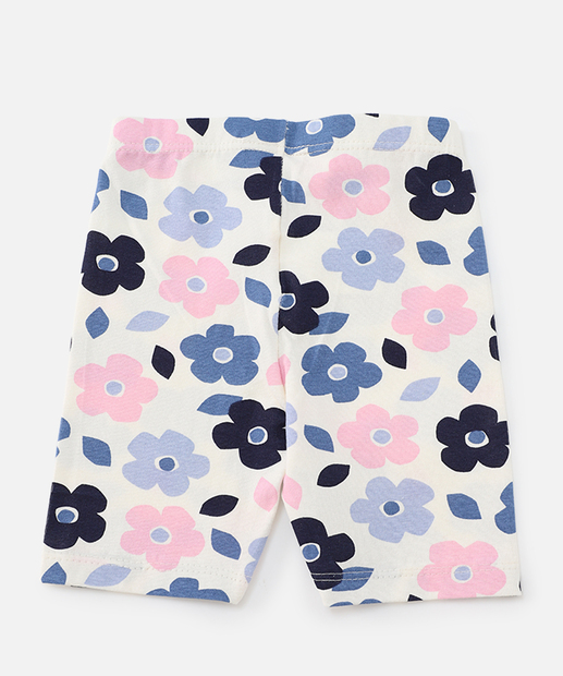 Conjunto Infantil Estampa Floral Tam 1 a 3 Off White