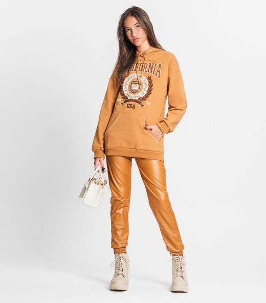 Blusão Juvenil Feminino Com Capuz Minty Marrom