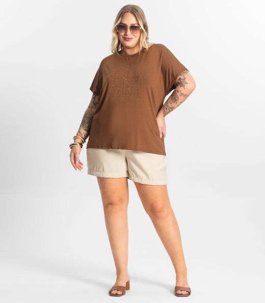 Blusa Feminina Manga Morcego Secret Glam Marrom