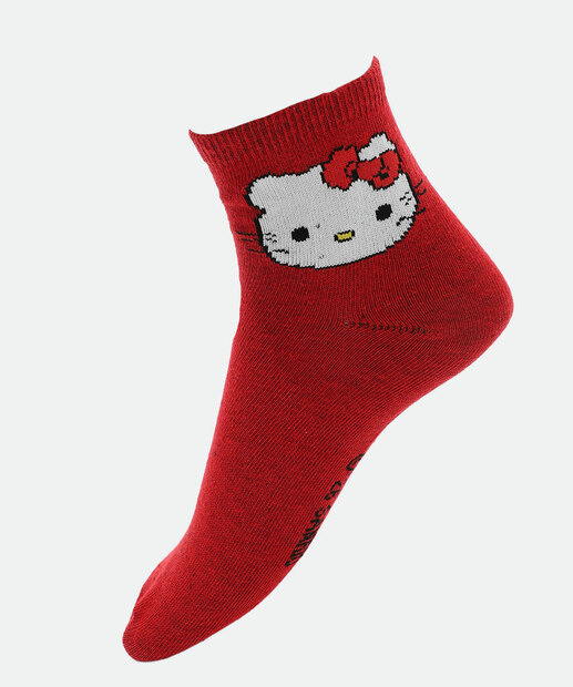 Kit 2 Meias Soquete Feminina Hello Kitty Vermelho
