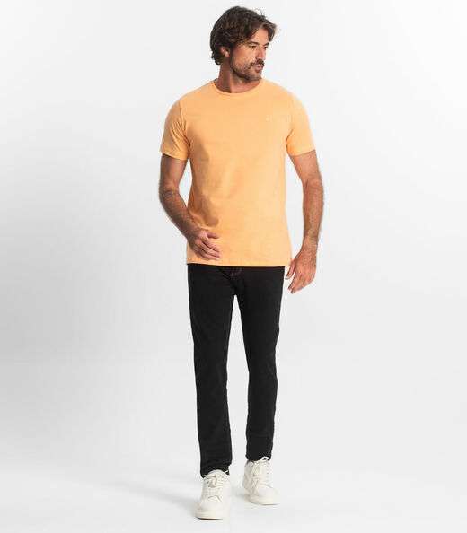 Camiseta Masculina Plus Size Meia Malha Diametro Laranja