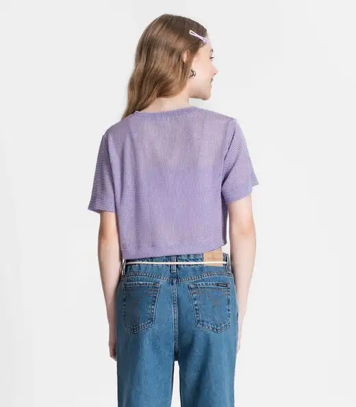 Blusa Juvenil Feminina Com Sobreposição Minty Roxo