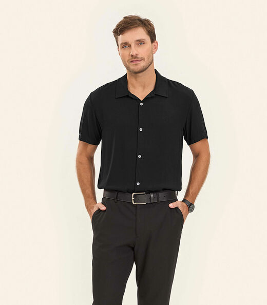 Camisa Viscose Dobby Masculina Diametro Preto
