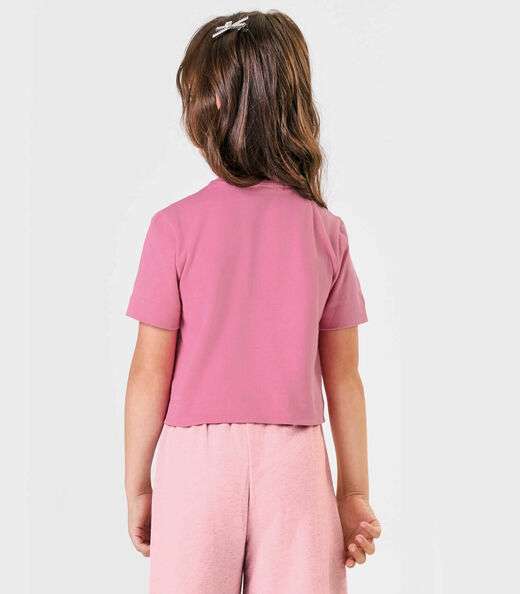 Blusa Manga Curta Malhão Com Bordado Trick Nick Rosa