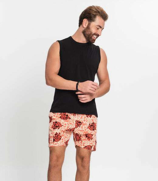 Image_Shorts Masculino Estampado Microfibra Rovitex Laranja