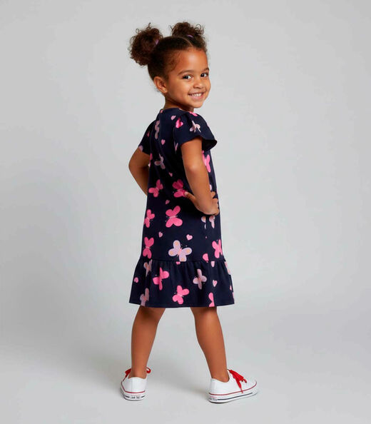 Vestido Infantil Com Babado Franzido Select Azul