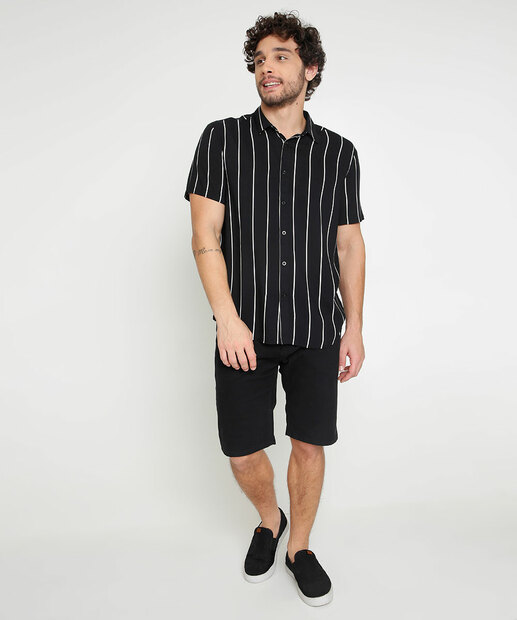 Camisa Masculina Listrada Manga Curta MR