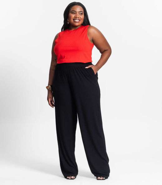 Regata Plus Size Em Ribana Canelada Secret Glam Laranja