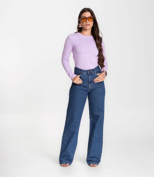 Blusa Manga Longa Básica Select Roxo