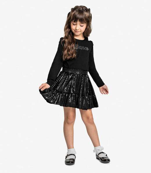 Conjunto Infantil Blusa Com Saia Trick Nick Preto