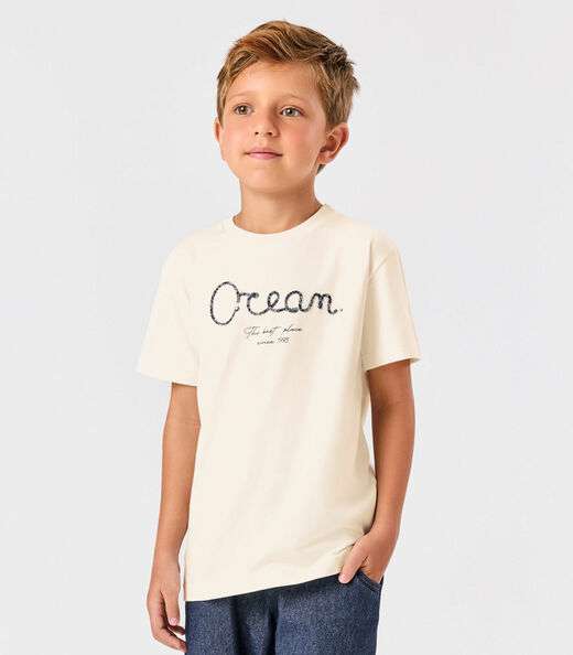 Conjunto Infantil Camiseta Com Bermuda Trick Nick Bege