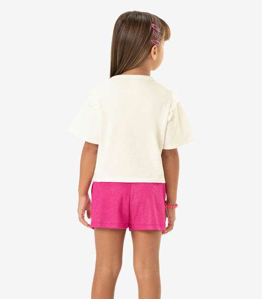 Conjunto Blusa E Shorts Estampado Rovi Kids Bege